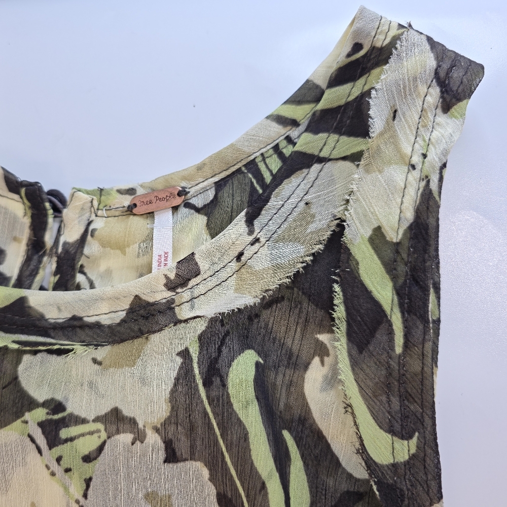 Free People Raven Printed Mini Dress Black Coffee Combo Green Floral M NWT $128 - Picture 7 of 16